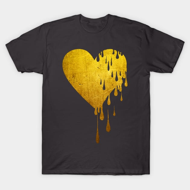 Bleeding Gold Heart T-Shirt by Gringoface